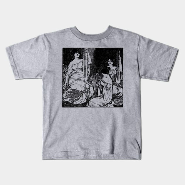Vintage Greek Women Musicians illustration Kids T-Shirt by AltrusianGrace
